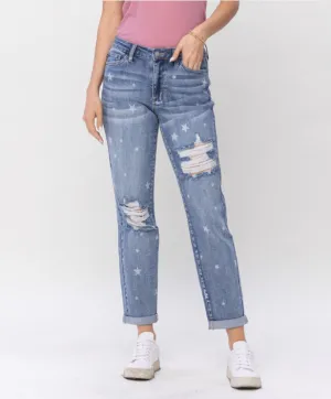 Hallie - Judy Blue Distressed Star Crossed boyfriend Jeans