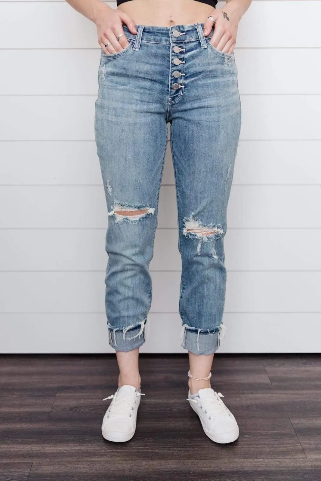 Hazel Blues® | The Traveler Button Fly Boyfriend Denim