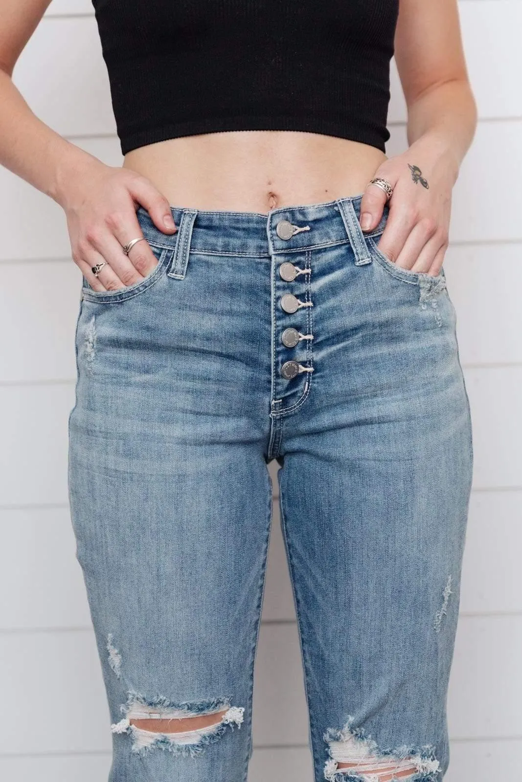 Hazel Blues® | The Traveler Button Fly Boyfriend Denim