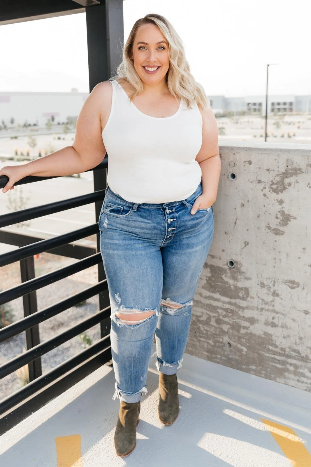 Hazel Blues® | The Traveler Button Fly Boyfriend Denim