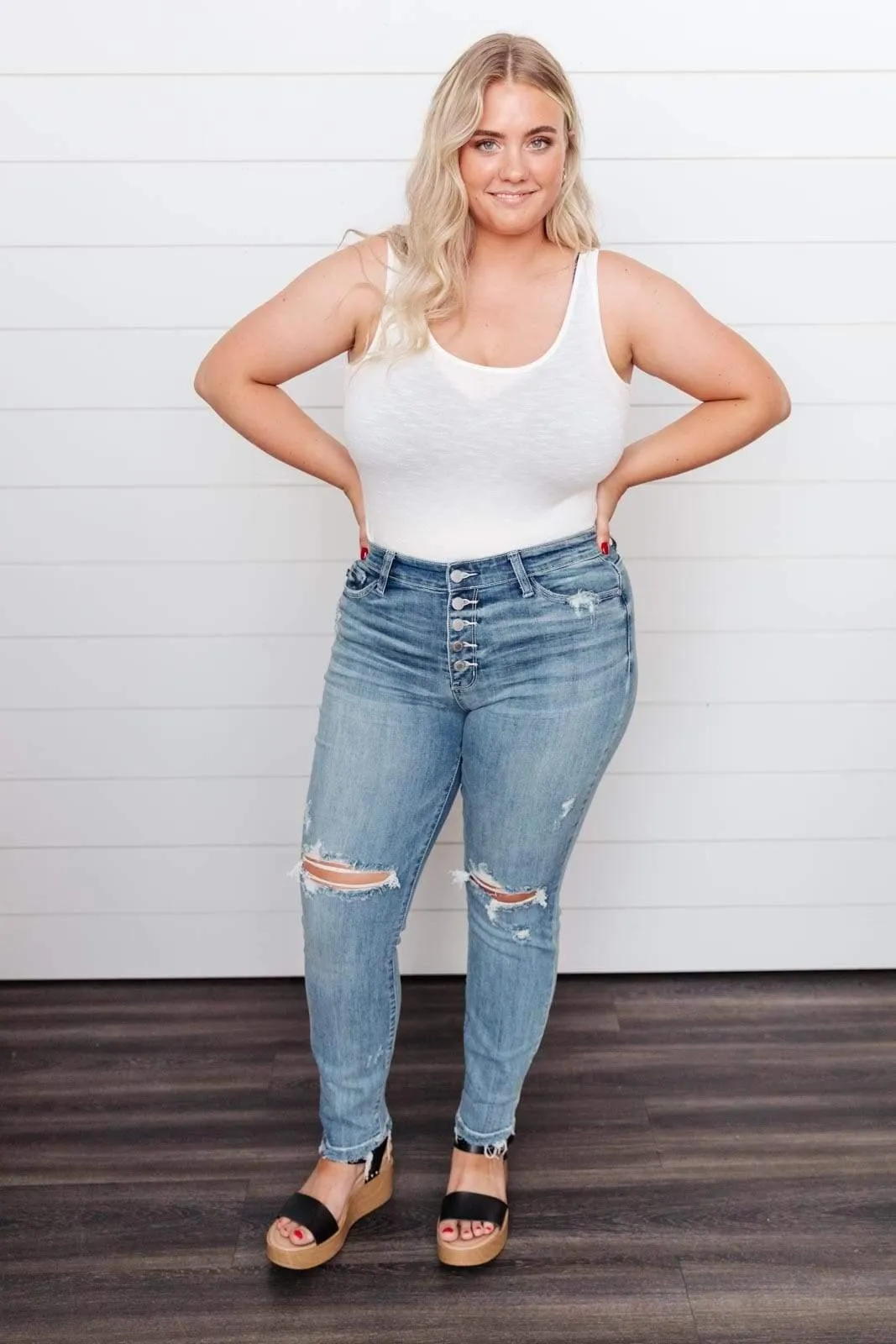 Hazel Blues® | The Traveler Button Fly Boyfriend Denim