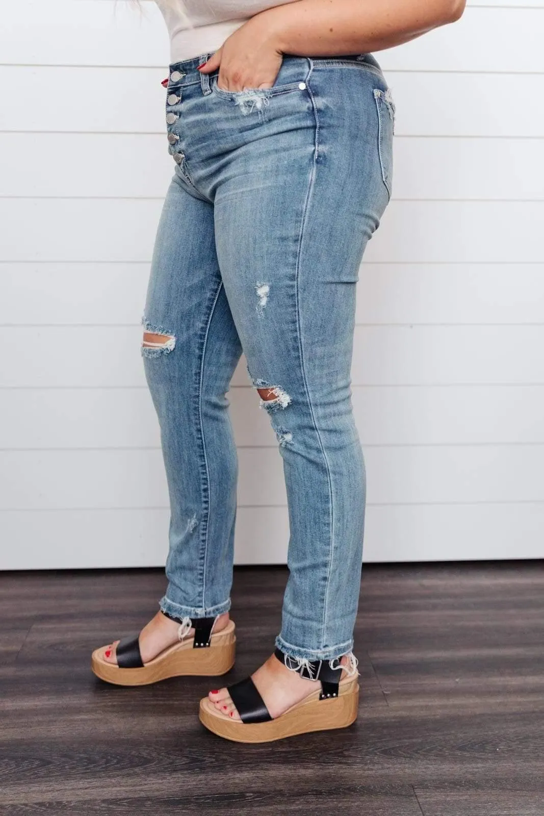 Hazel Blues® | The Traveler Button Fly Boyfriend Denim