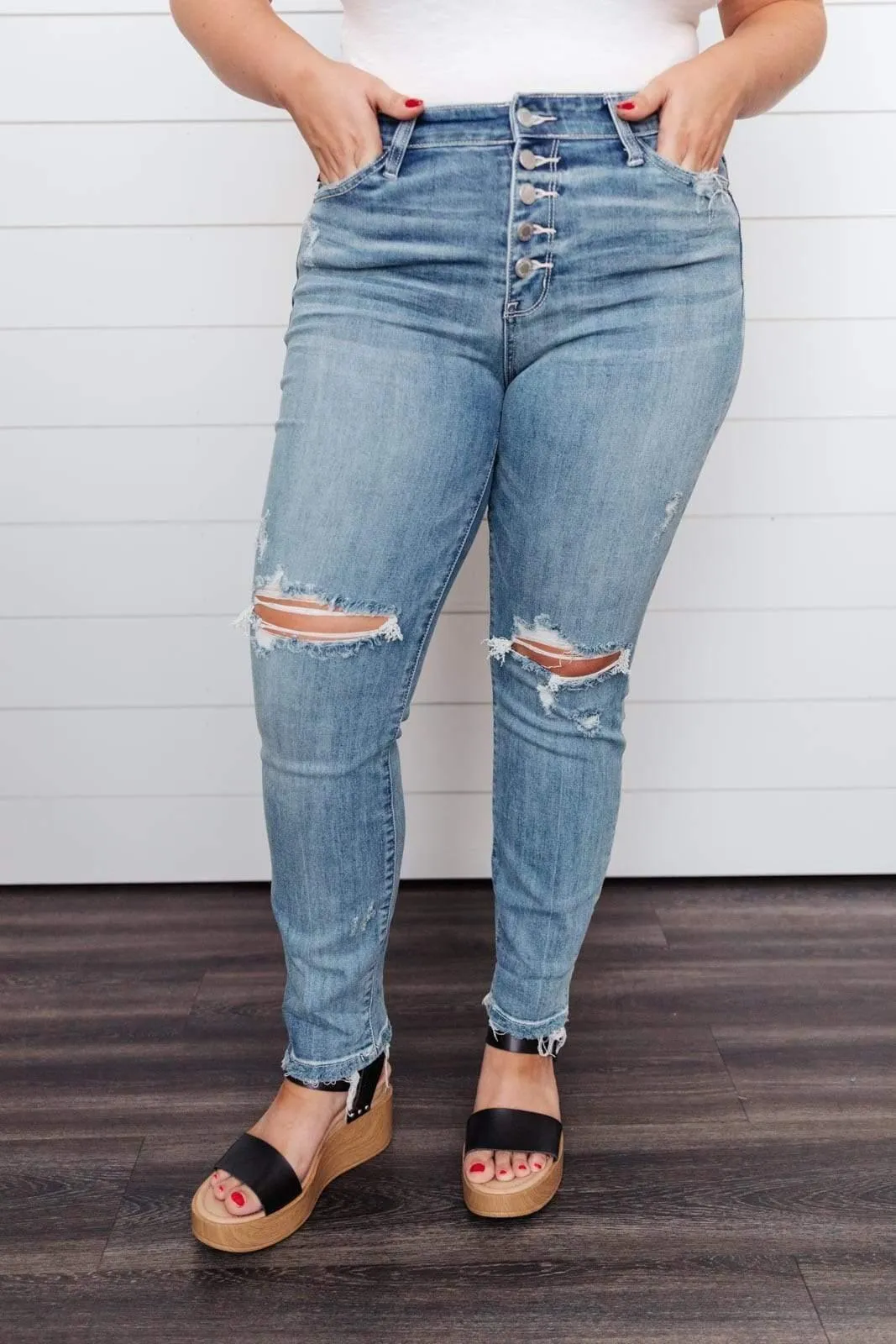 Hazel Blues® | The Traveler Button Fly Boyfriend Denim