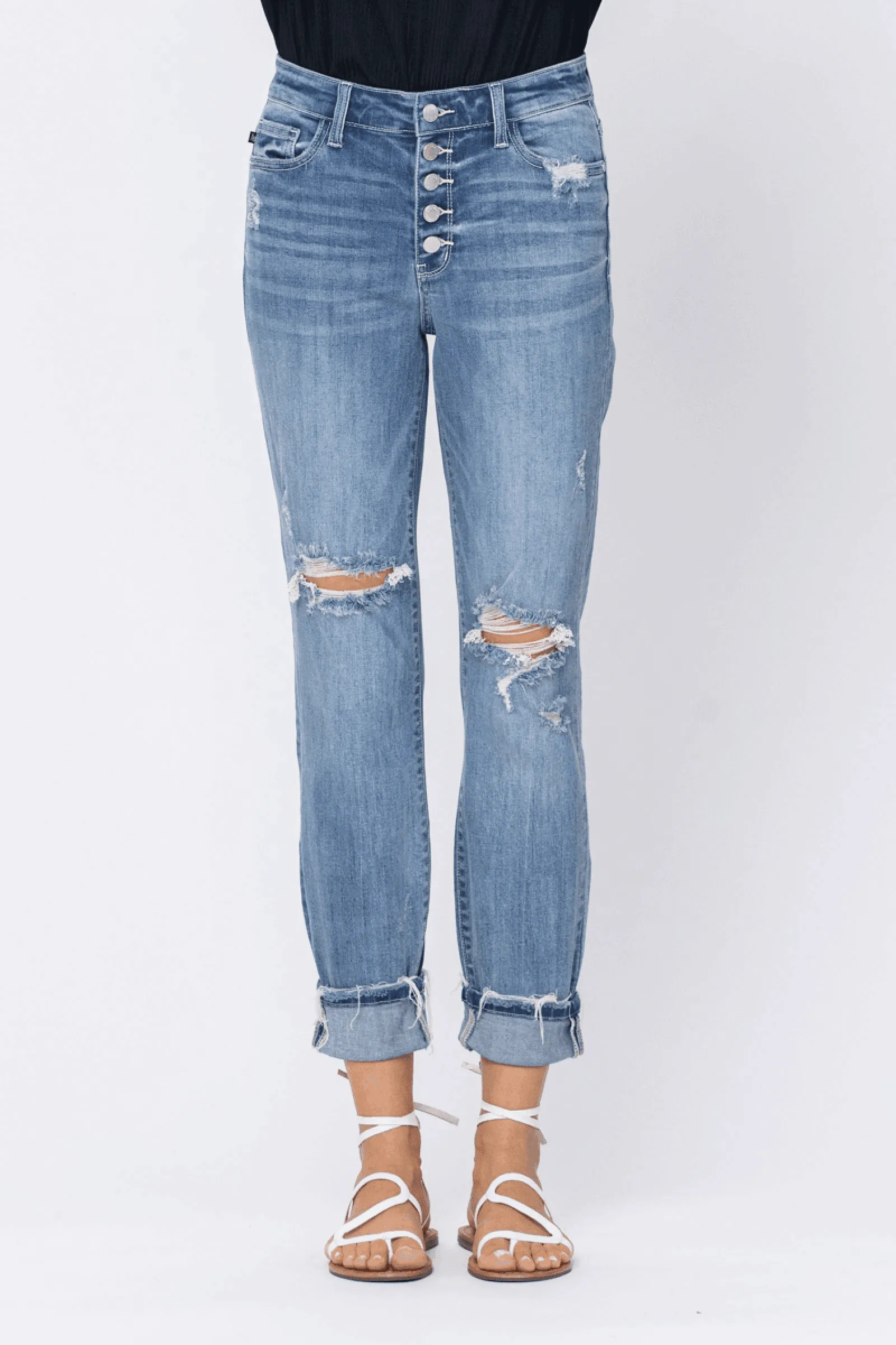 Hazel Blues® | The Traveler Button Fly Boyfriend Denim