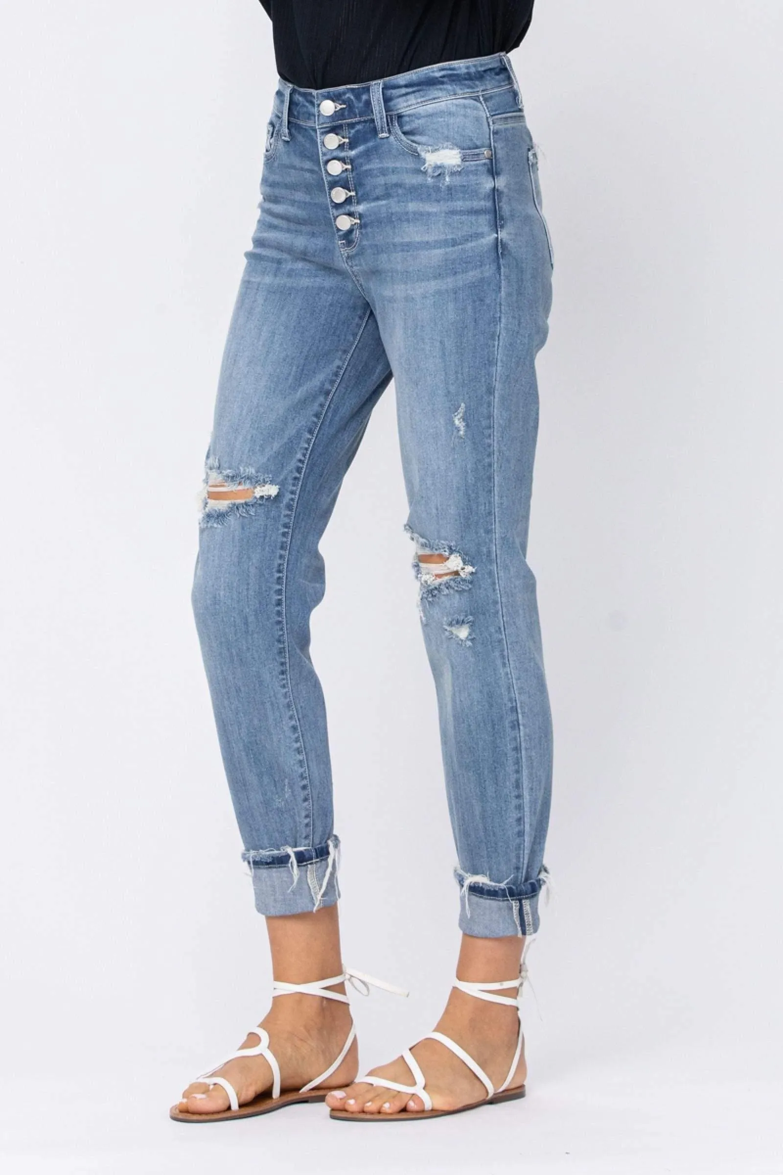 Hazel Blues® | The Traveler Button Fly Boyfriend Denim