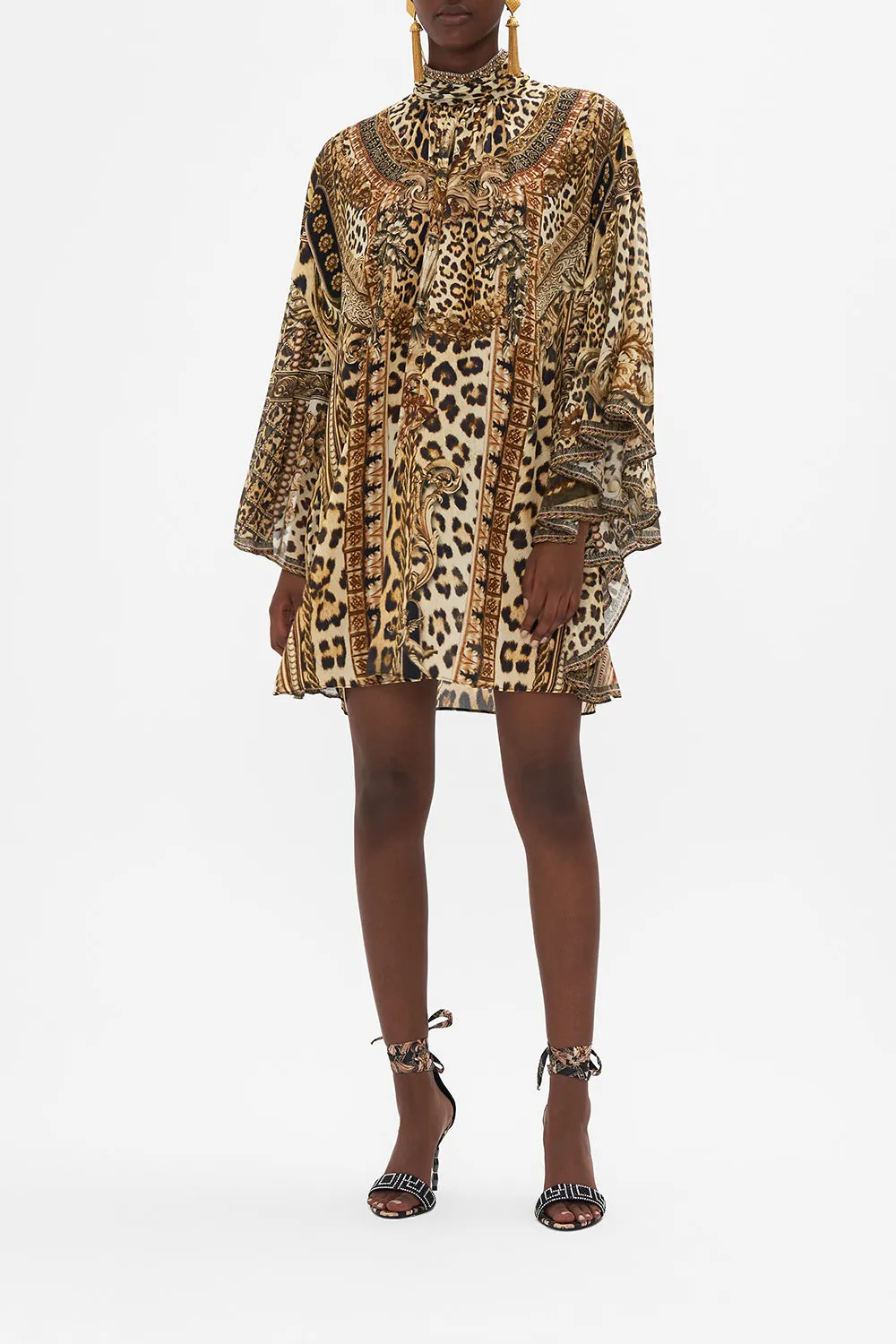 HIGH NECK RUFFLE SLEEVE BLOUSE STANDING OVATION