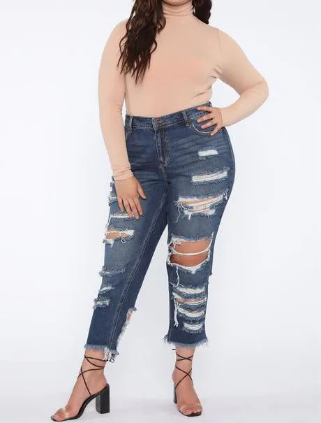 High Rise Boyfriend Jeans - Dark Denim