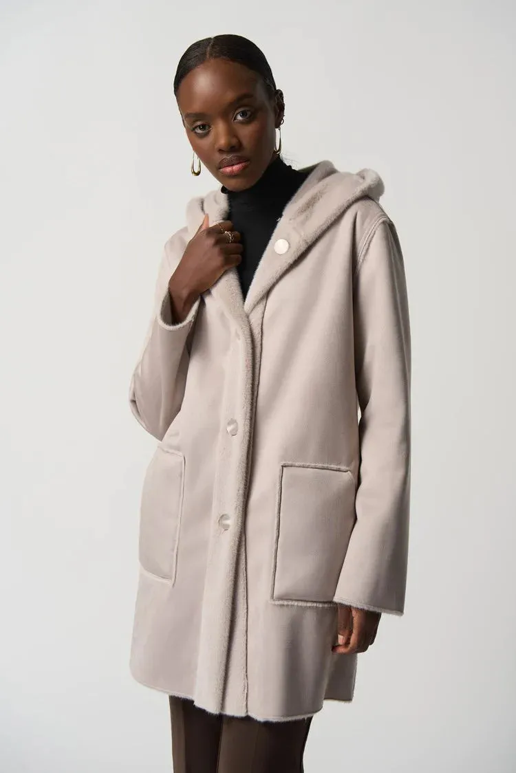 JOSEPH RIBKOFF 233922 Suede Hooded Coat