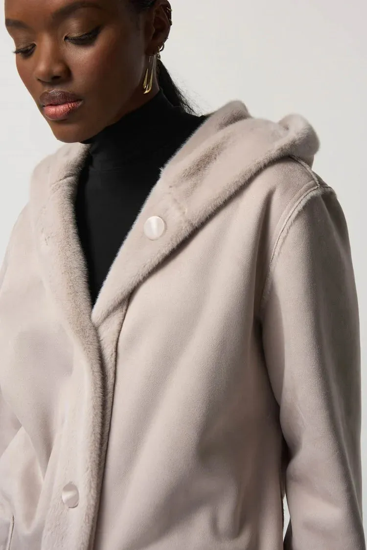 JOSEPH RIBKOFF 233922 Suede Hooded Coat