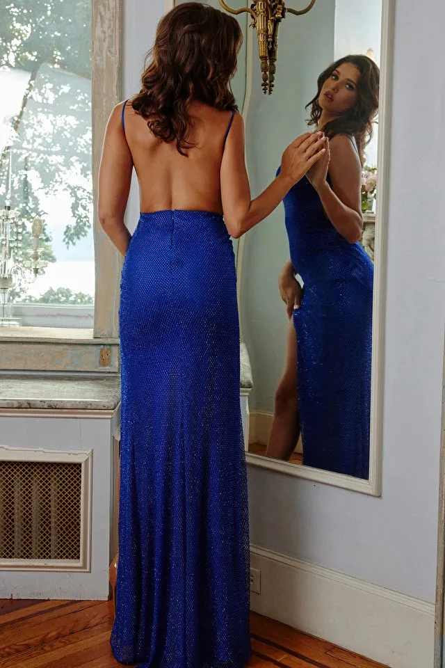 Jovani 08531 Long Embellished Net Straight Prom Dress