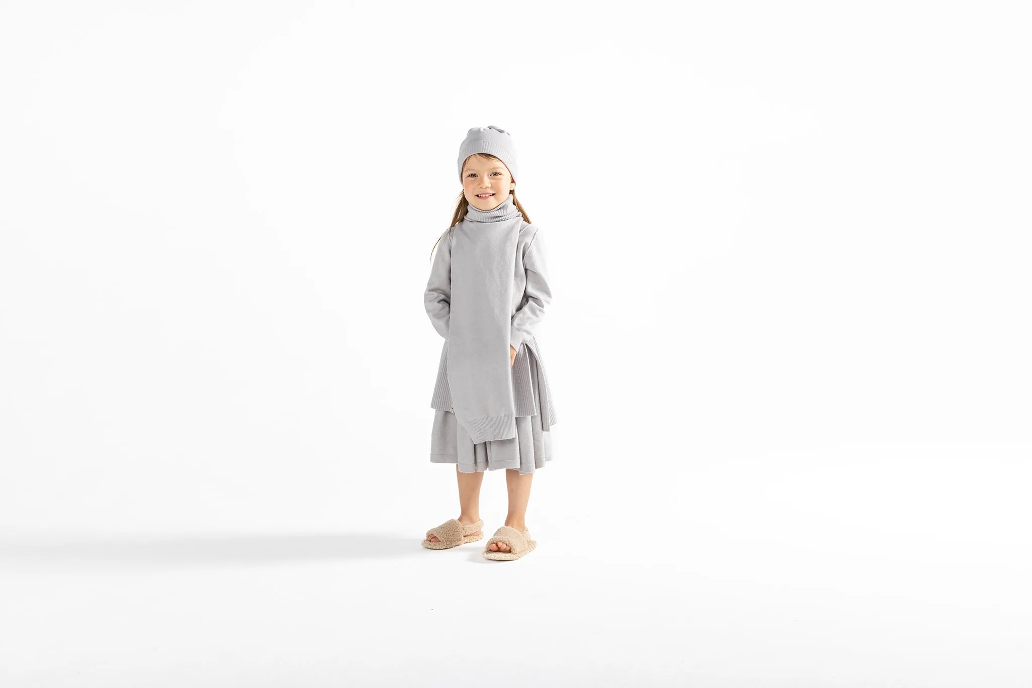 Kids Long Sleeve Top in Light Grey Knit