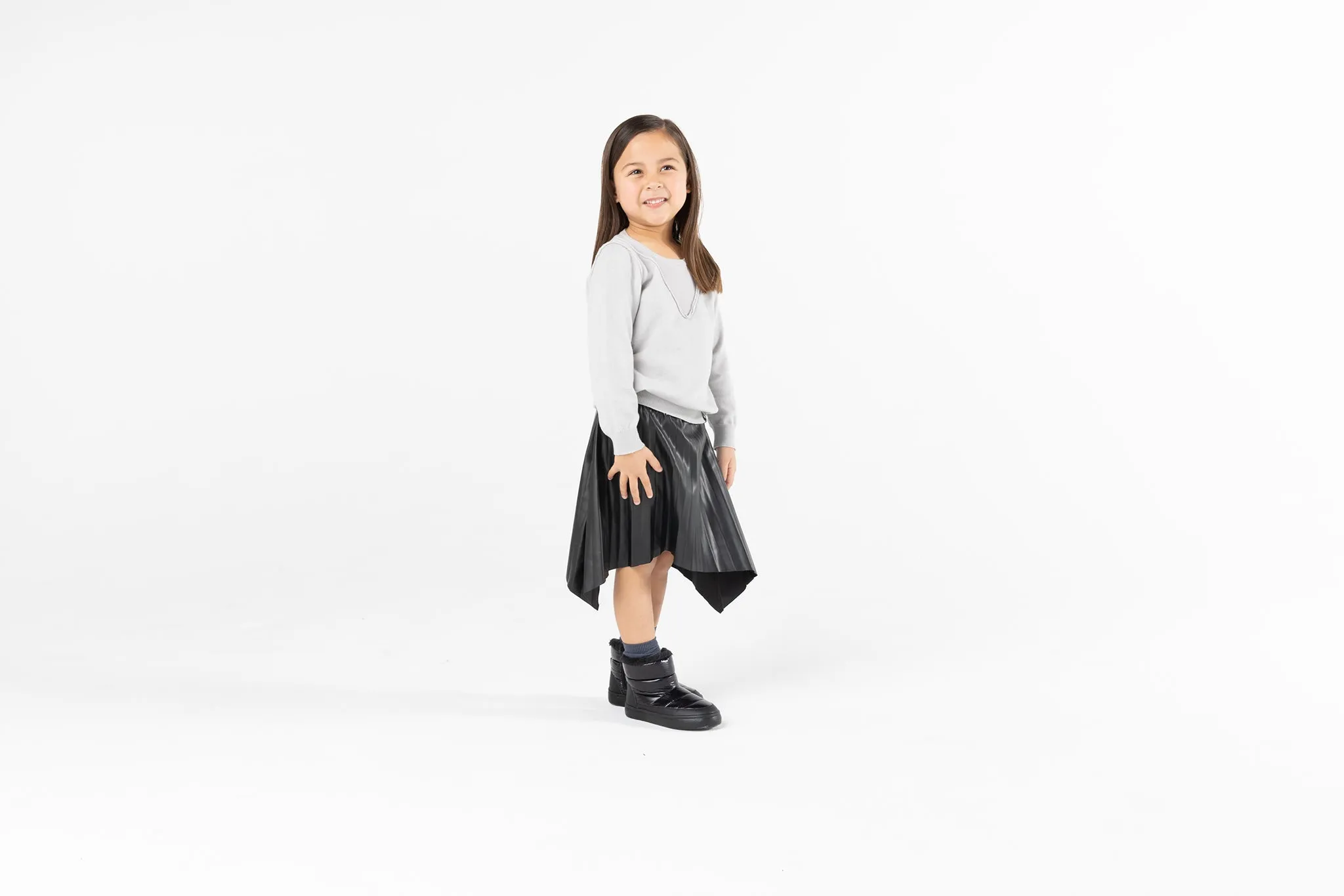Kids Long Sleeve Top in Light Grey Knit