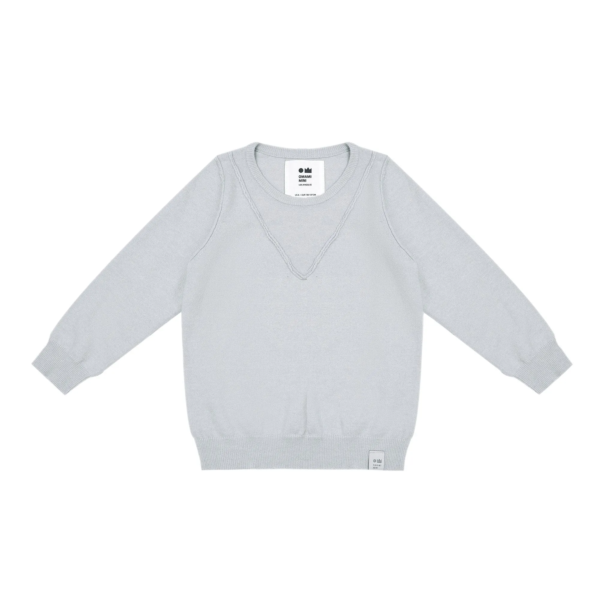 Kids Long Sleeve Top in Light Grey Knit