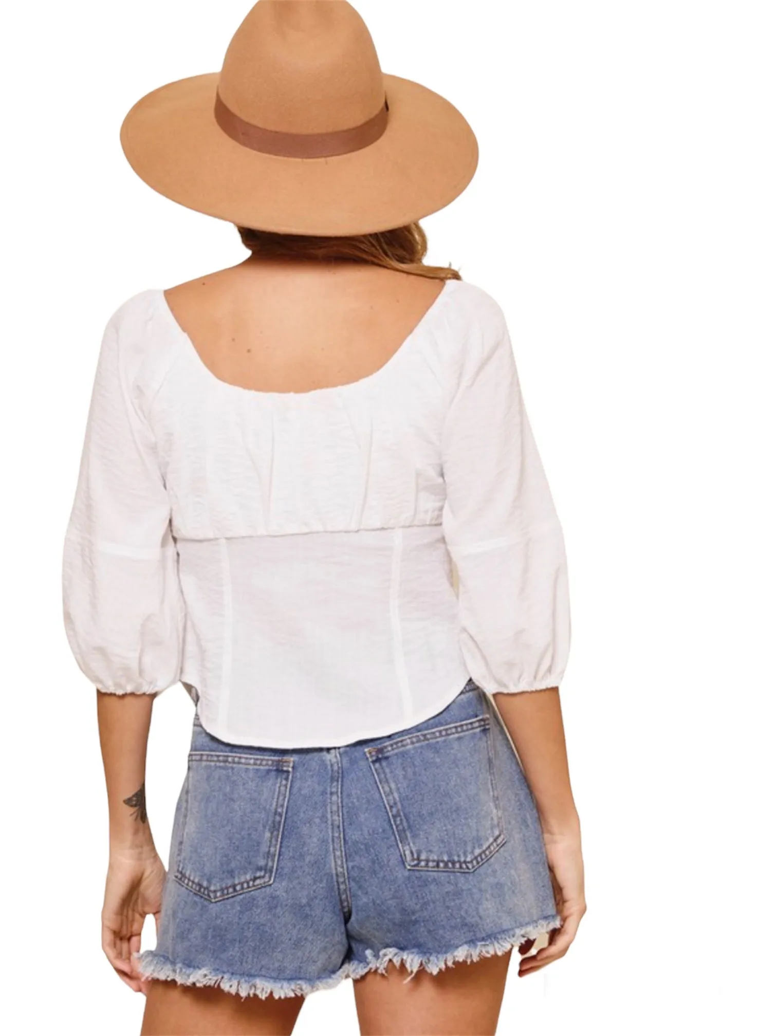 Layla’s Mid Sleeve Button Up Top