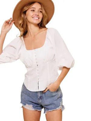 Layla’s Mid Sleeve Button Up Top