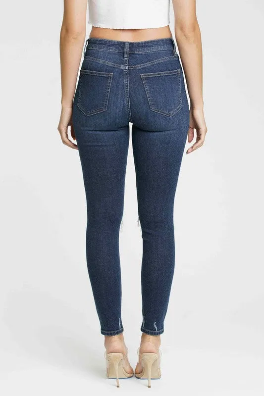 Let's Be Friends Dark Wash Distressed Skinny Jeans - FINAL SALE