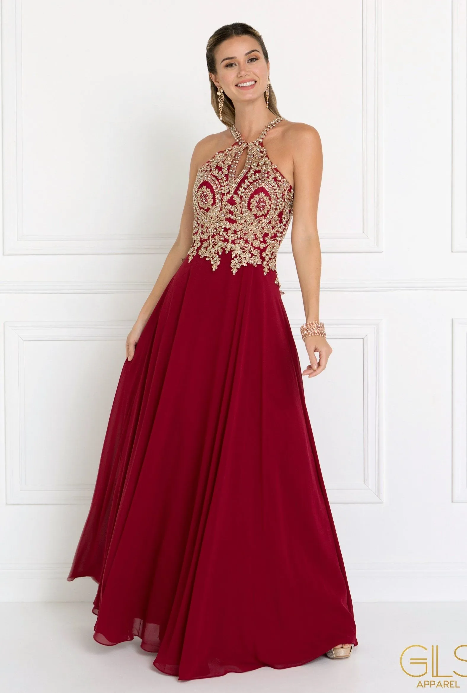 Long Open Back Chiffon Dress by Elizabeth K GL1526