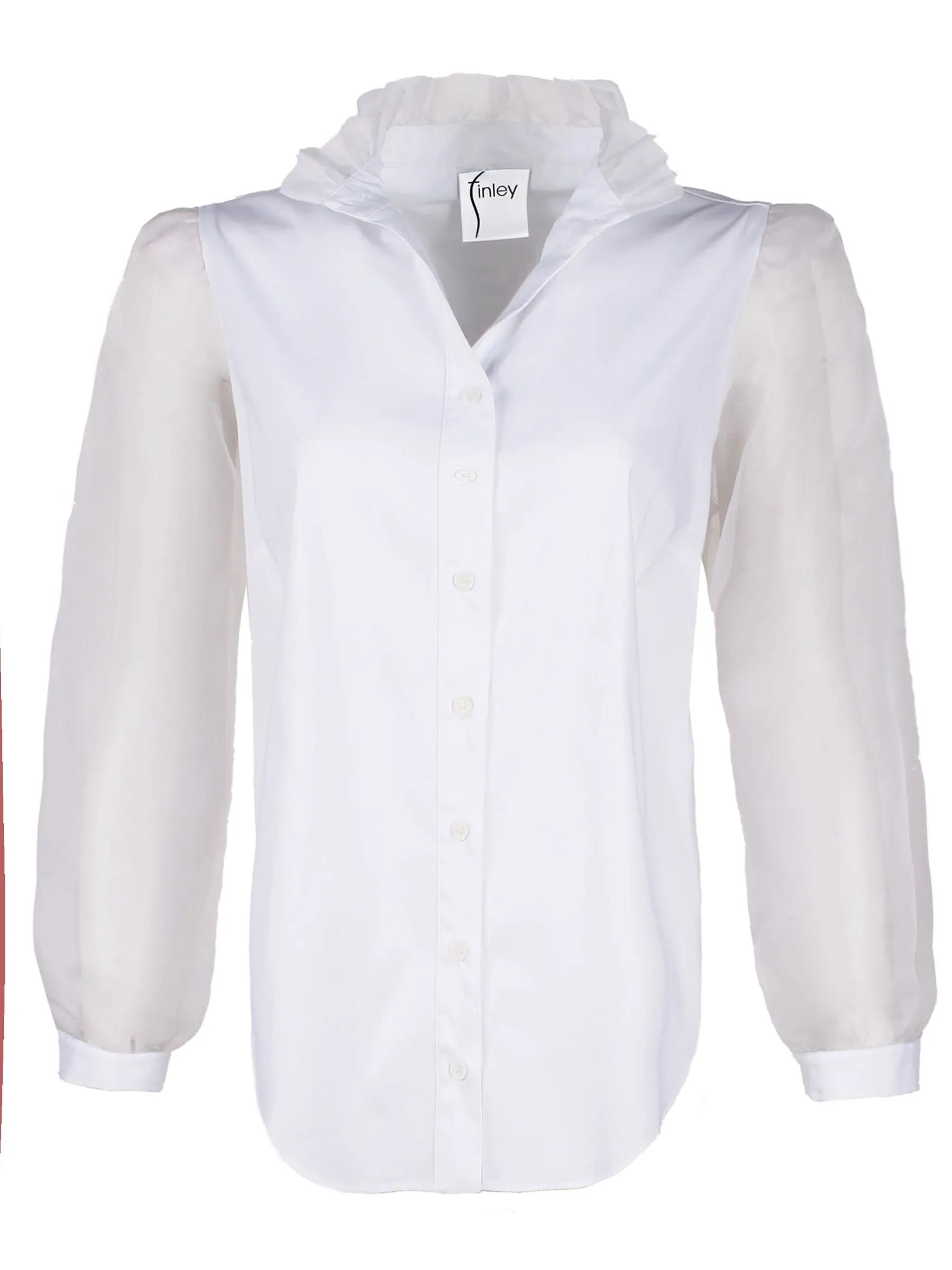 Long Sleeve Mystie Shirt Black Poplin with Silk Organza Sleeves