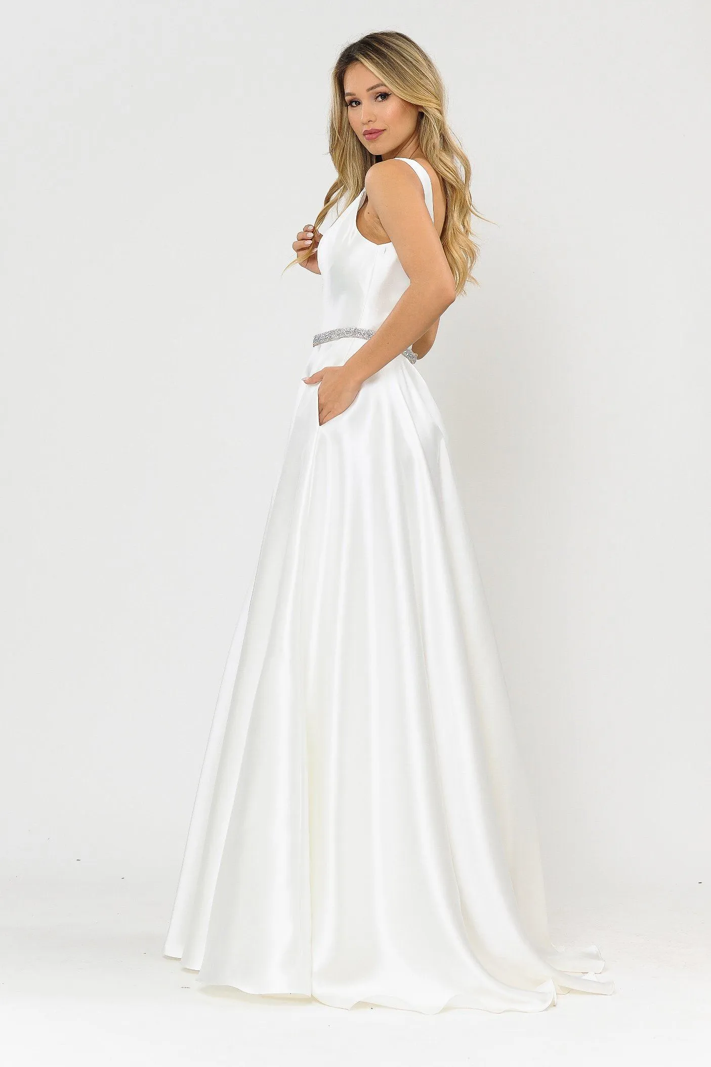 Long Sleeveless Mikado Dress by Poly USA 8678