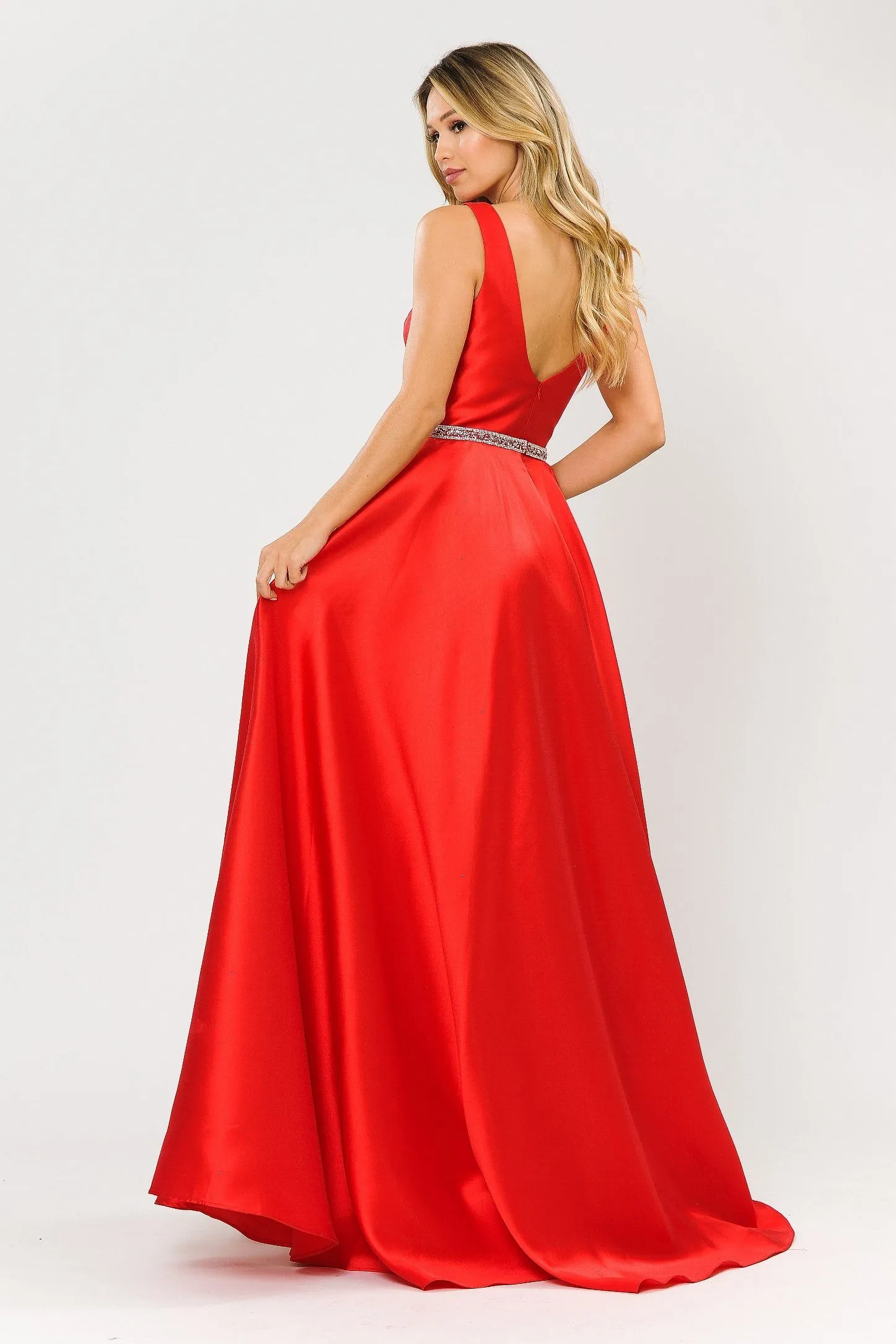 Long Sleeveless Mikado Dress by Poly USA 8678