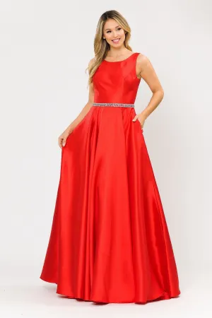 Long Sleeveless Mikado Dress by Poly USA 8678