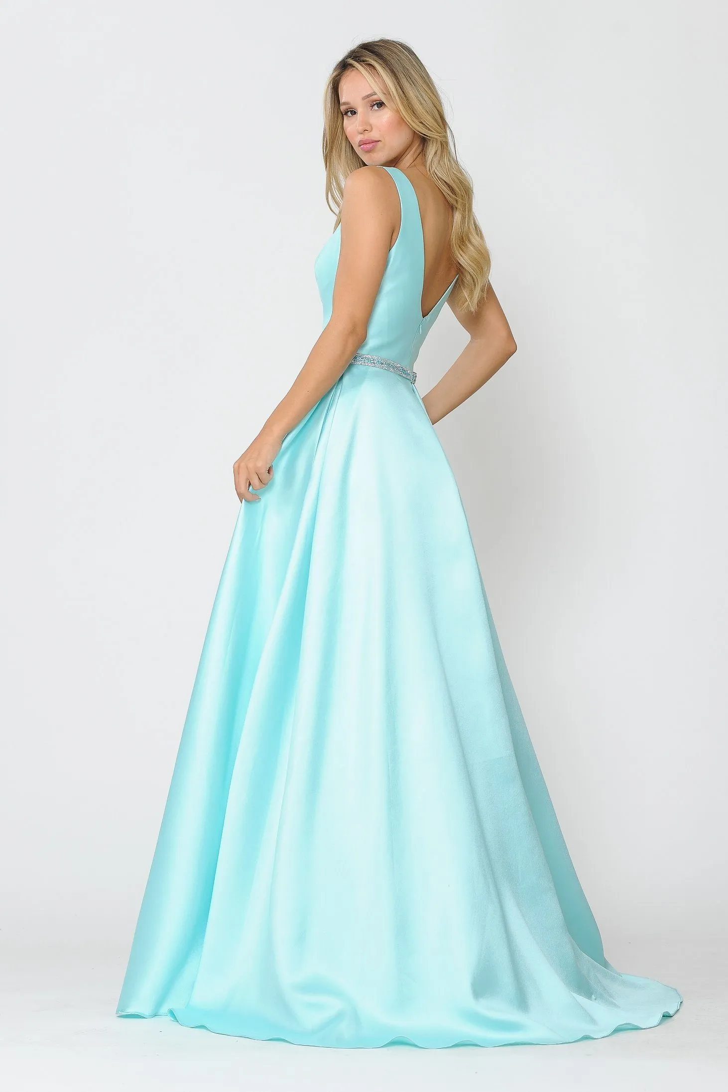 Long Sleeveless Mikado Dress by Poly USA 8678