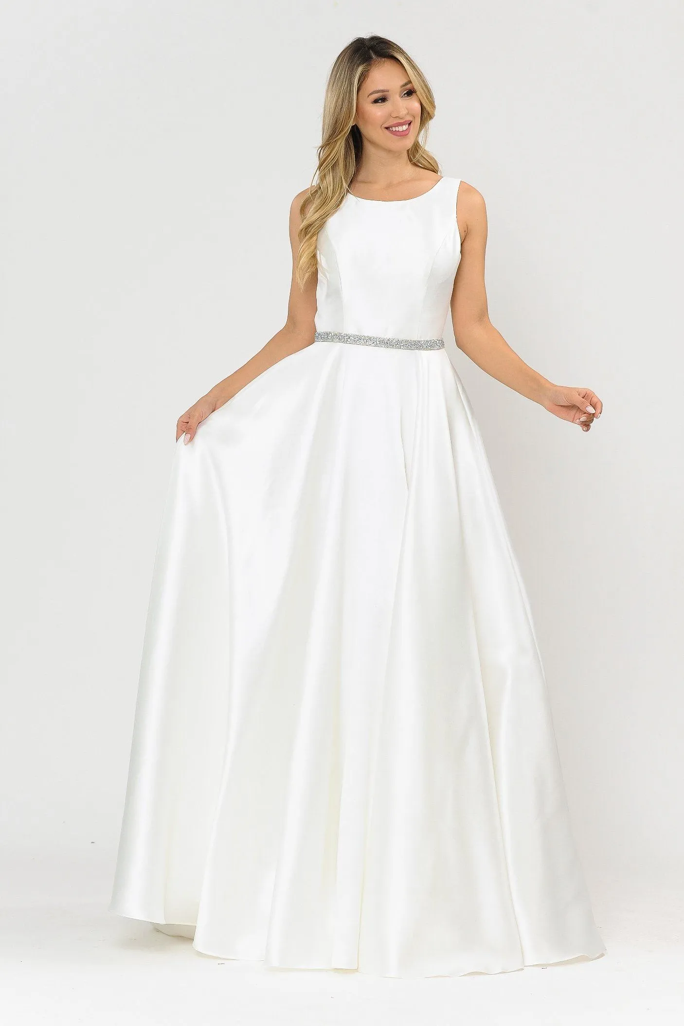 Long Sleeveless Mikado Dress by Poly USA 8678