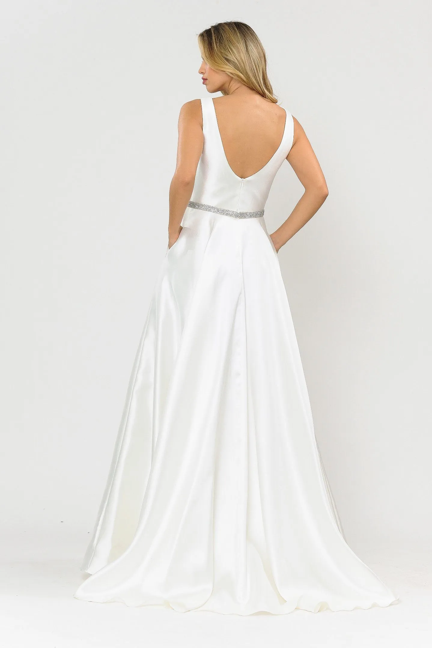 Long Sleeveless Mikado Dress by Poly USA 8678