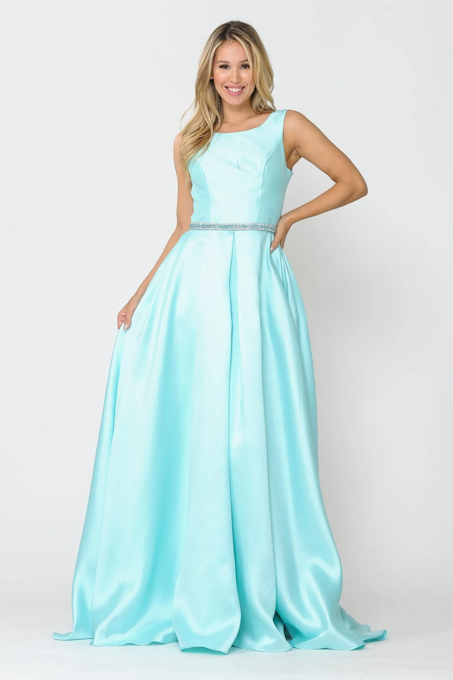 Long Sleeveless Mikado Dress by Poly USA 8678