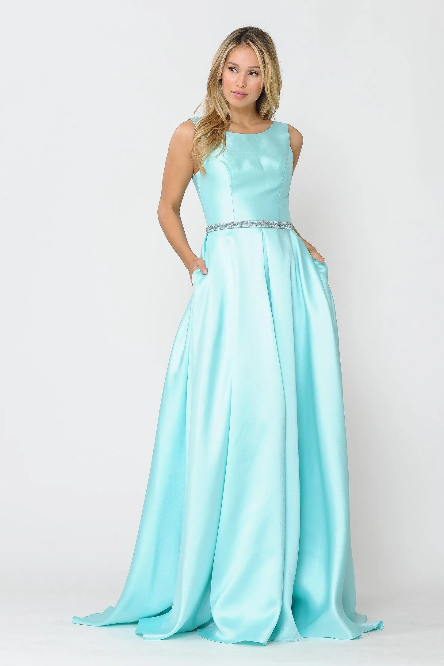 Long Sleeveless Mikado Dress by Poly USA 8678