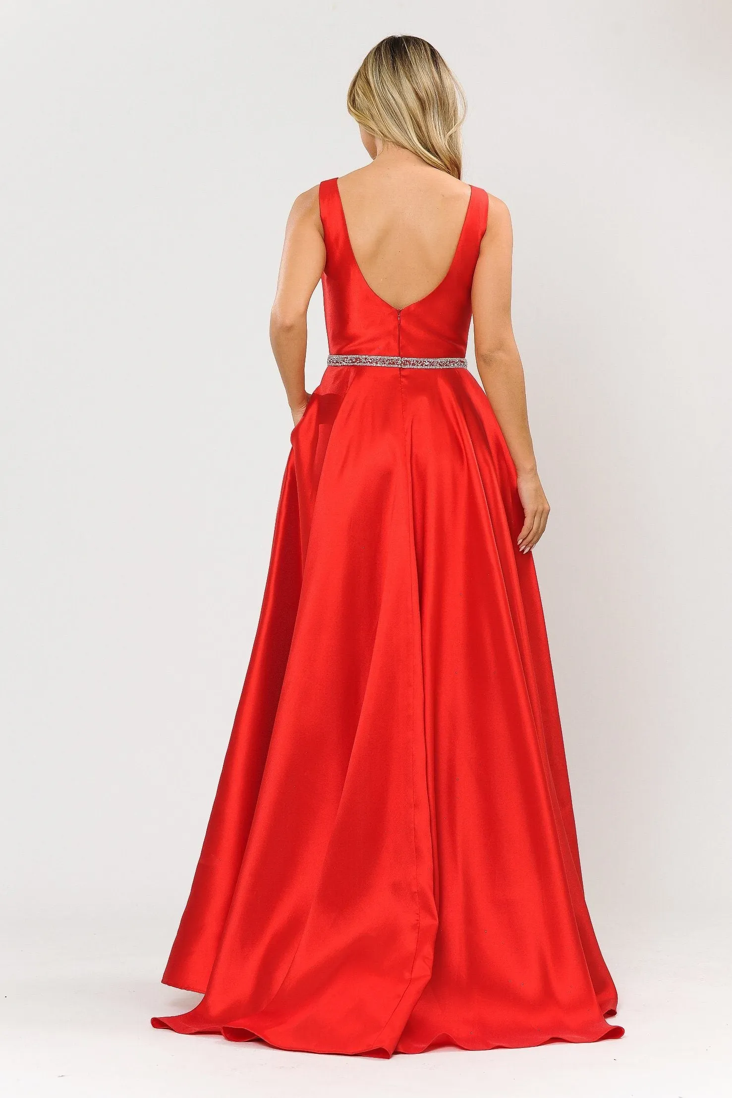 Long Sleeveless Mikado Dress by Poly USA 8678