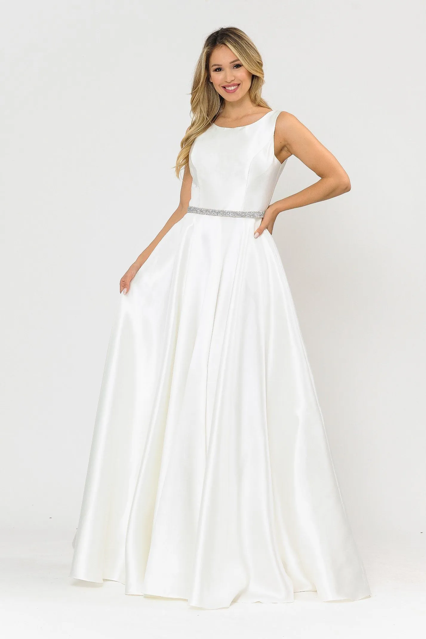 Long Sleeveless Mikado Dress by Poly USA 8678