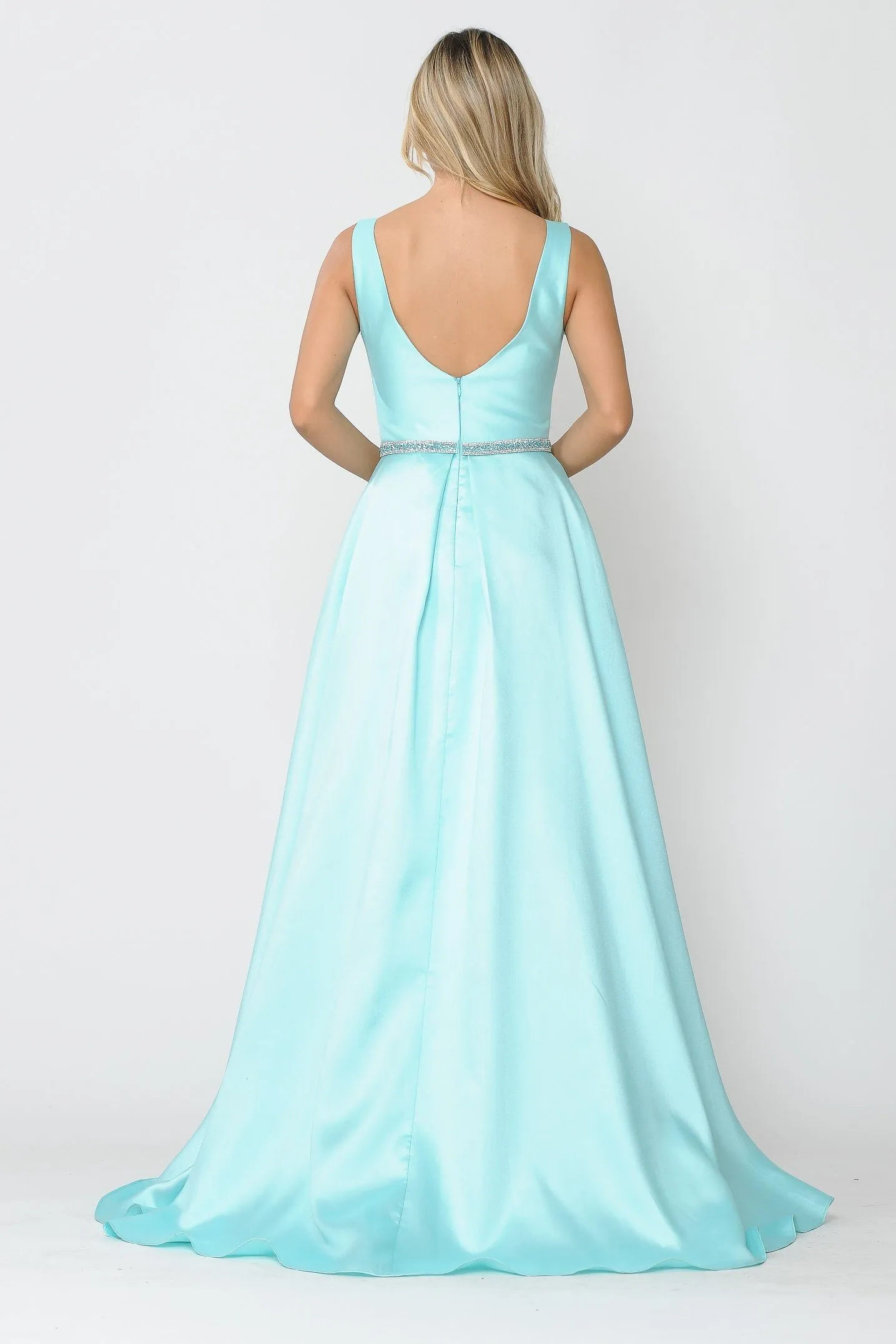 Long Sleeveless Mikado Dress by Poly USA 8678