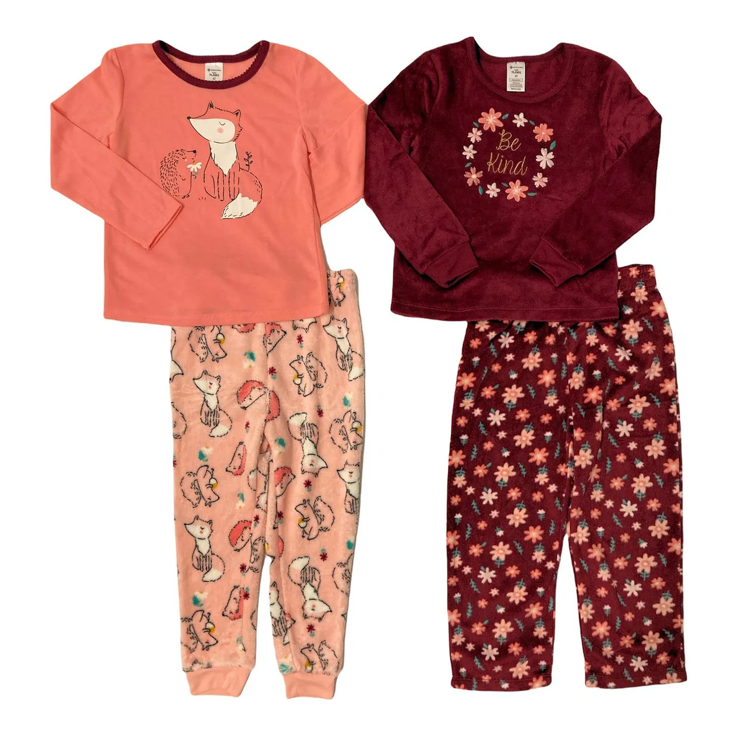 Member's Mark Girl's 4 Piece Plush & Super Soft Fleece Pajama Set