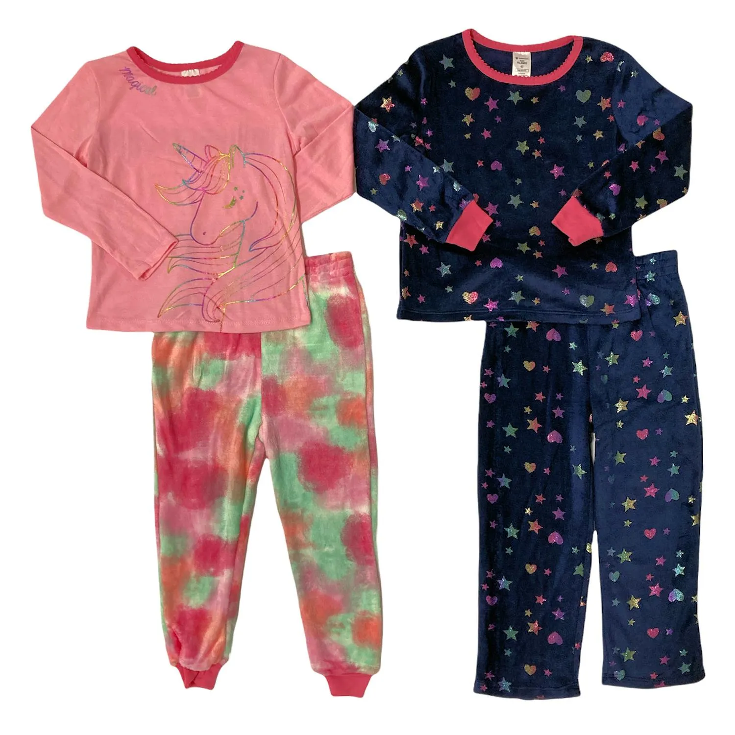 Member's Mark Girl's 4 Piece Plush & Super Soft Fleece Pajama Set