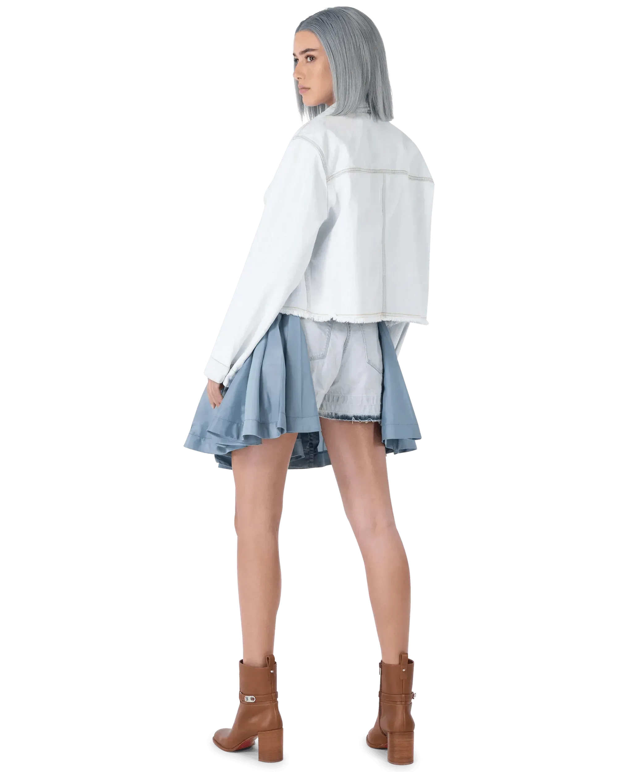 Mixed Denim Skort