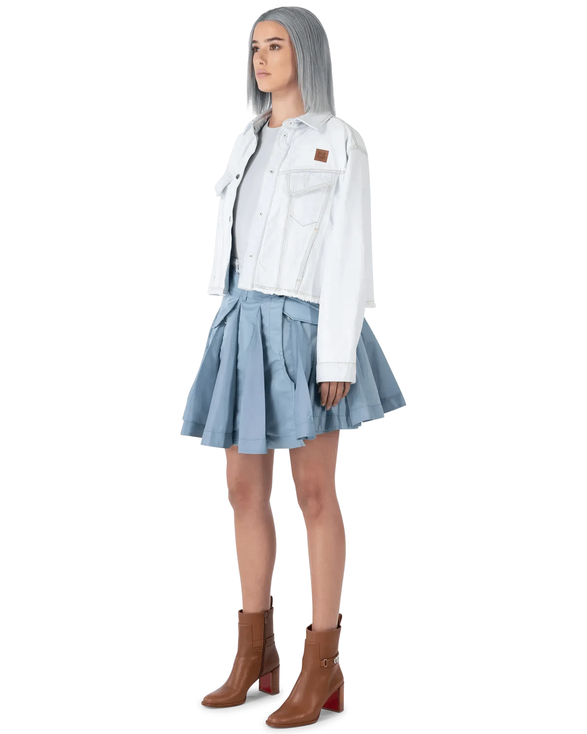 Mixed Denim Skort