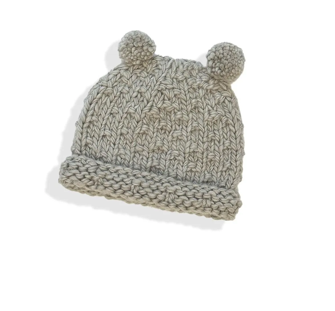 Natural Dyed Hat with PomPoms