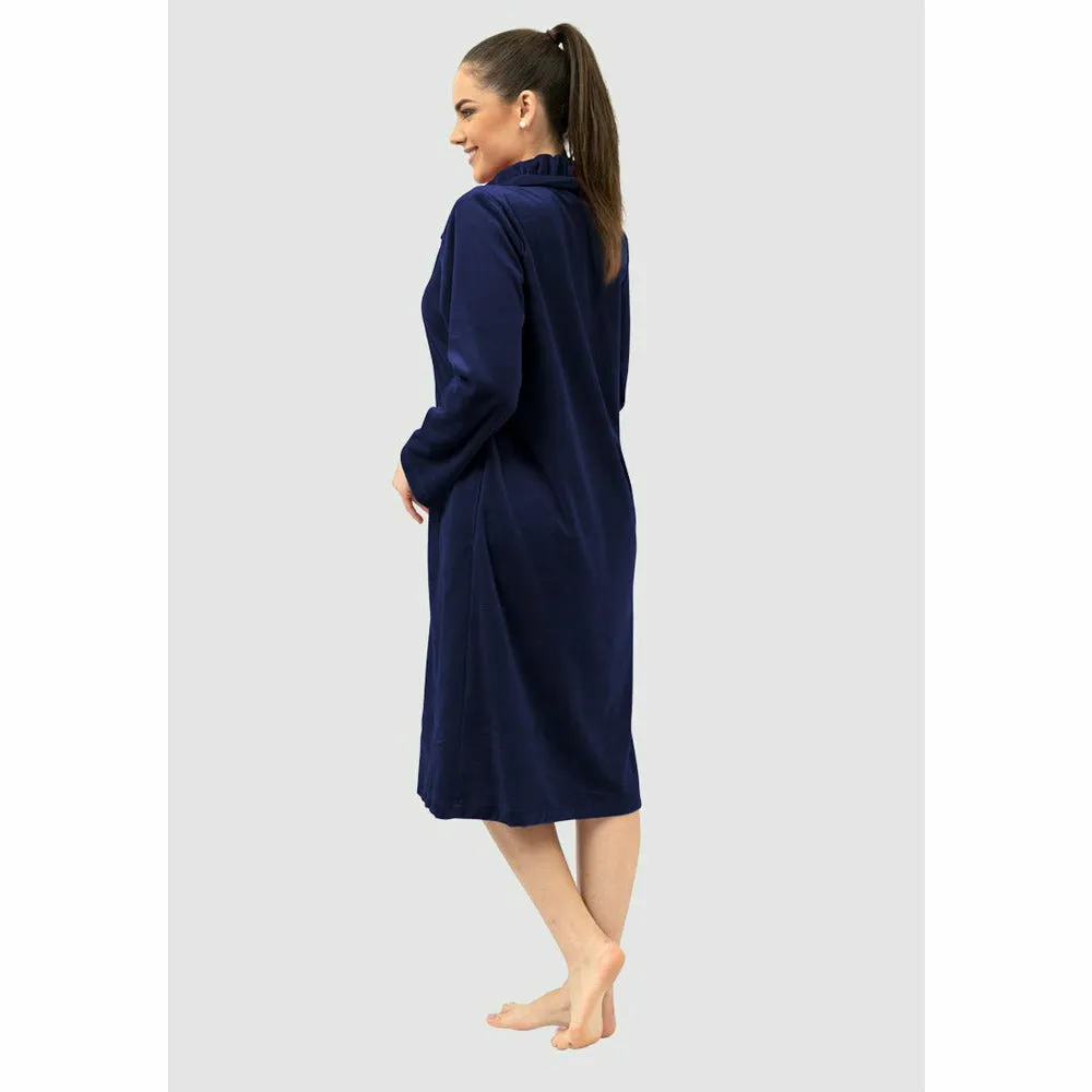 Niki Velour Zip Up Classic Cotton Robe