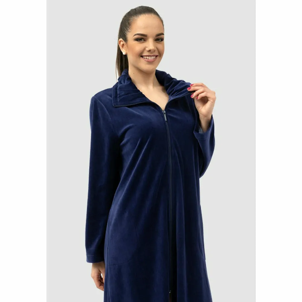 Niki Velour Zip Up Classic Cotton Robe