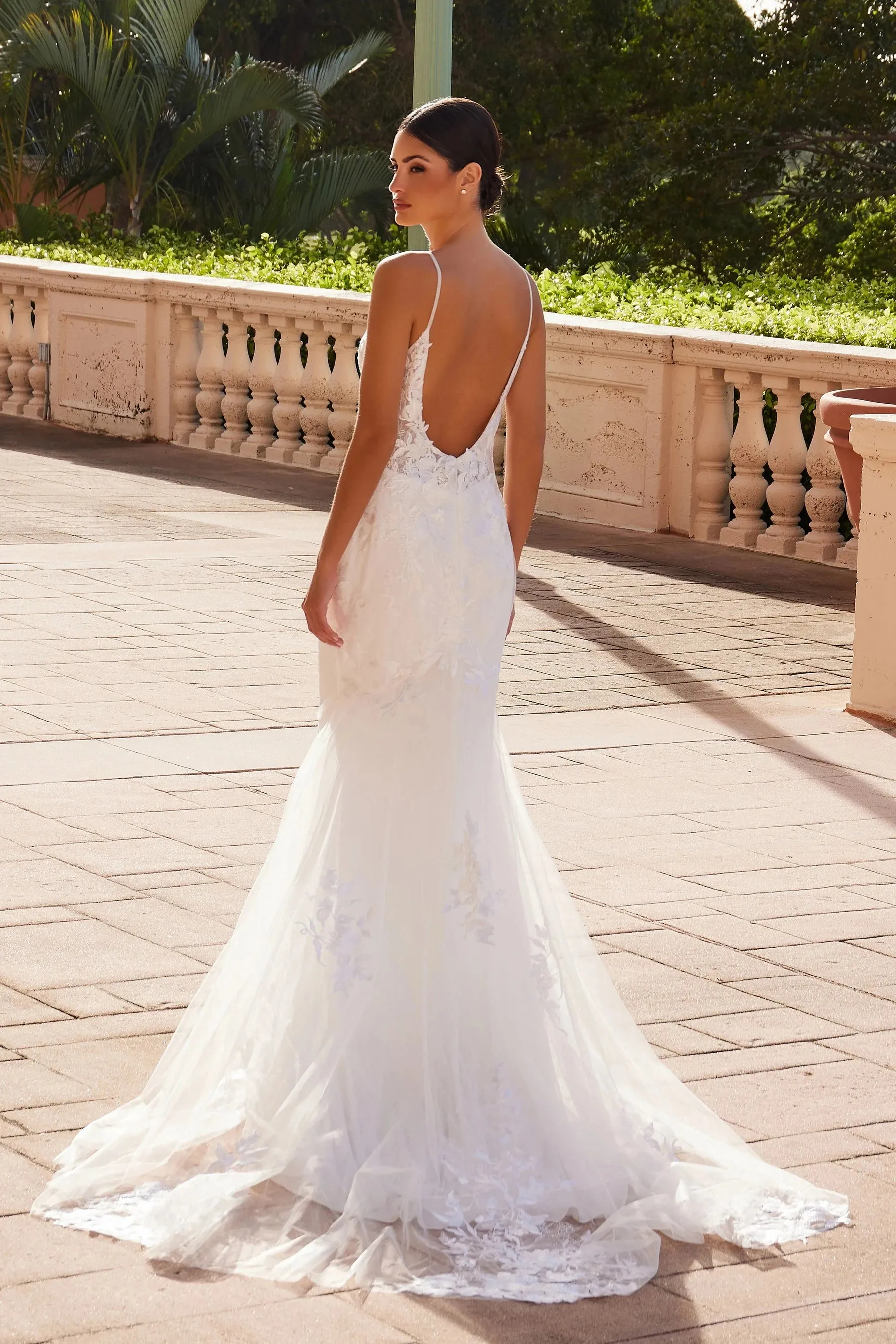 NOX ANABEL JW239 Fitted V-Neck Applique Bridal Gown