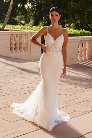 NOX ANABEL JW239 Fitted V-Neck Applique Bridal Gown