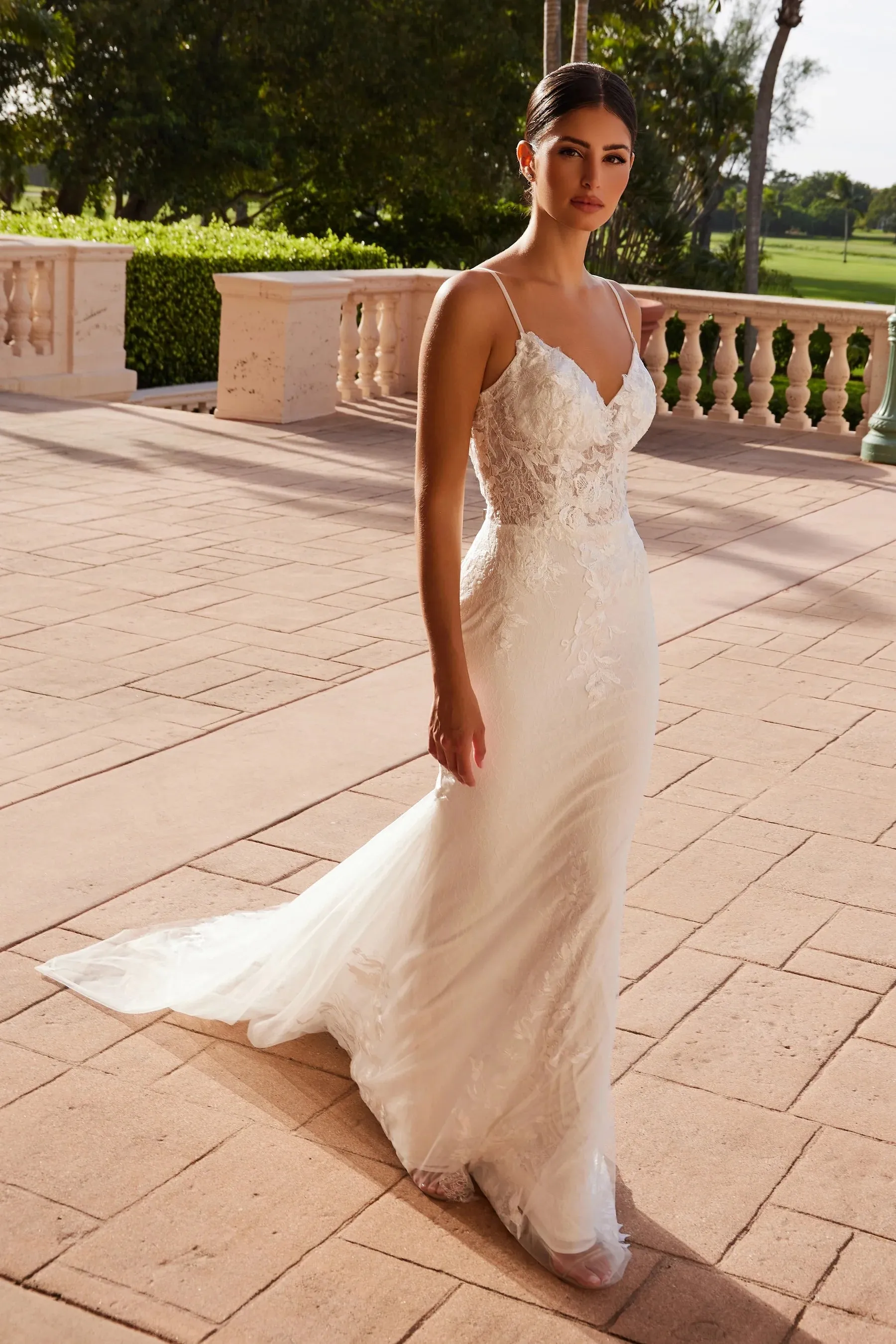 NOX ANABEL JW239 Fitted V-Neck Applique Bridal Gown