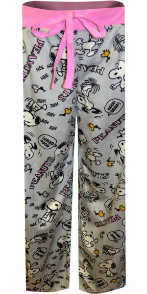 Peanuts Snoopy and Woodstock Ladies Silky Fleece Lounge Pants