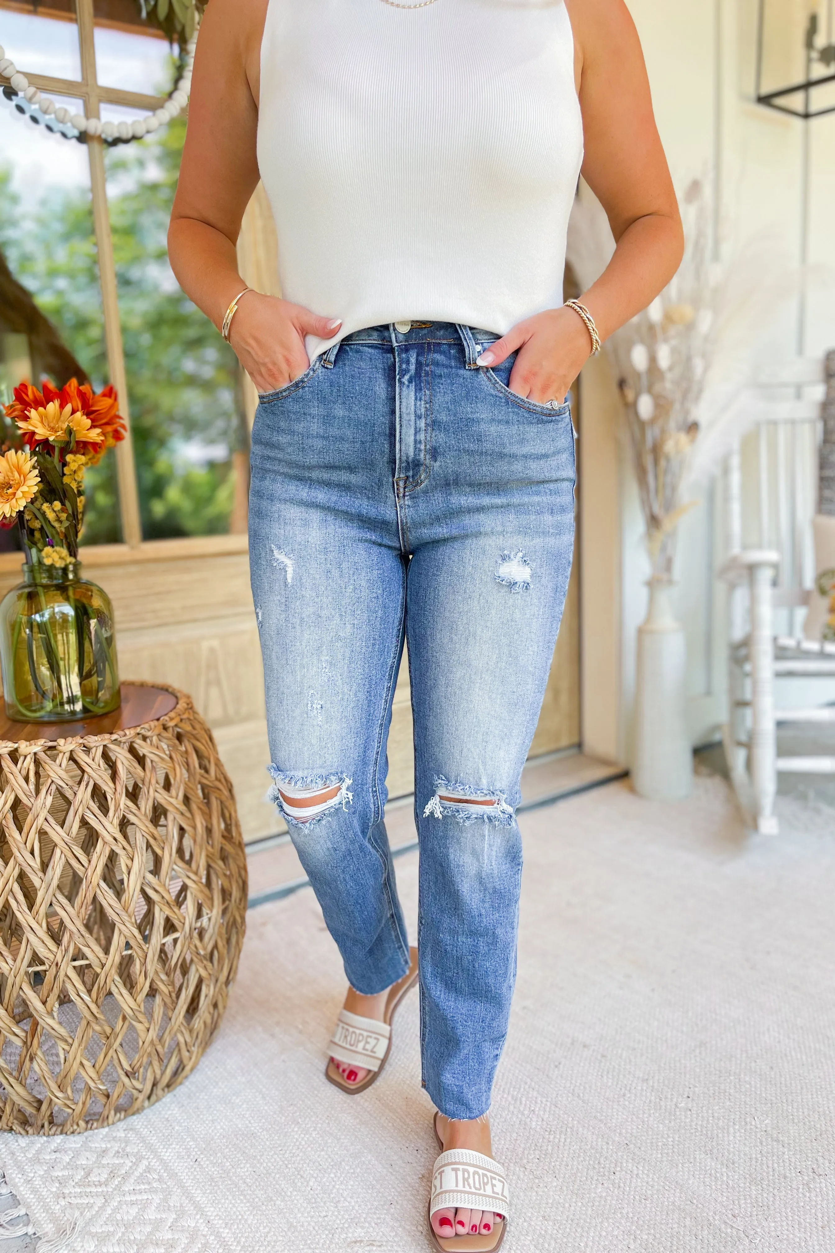 Risen McKenzie High Rise Distressed Relax Fit Skinny Jeans *FINAL SALE*