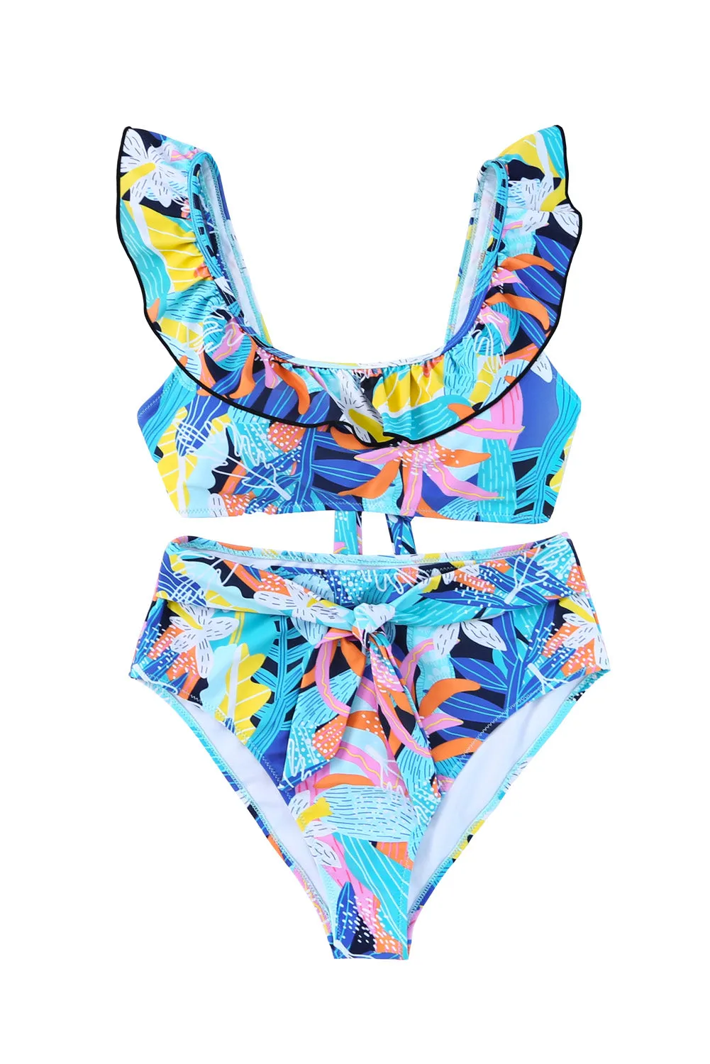 Ruffled Tie High Waist Swimsuit