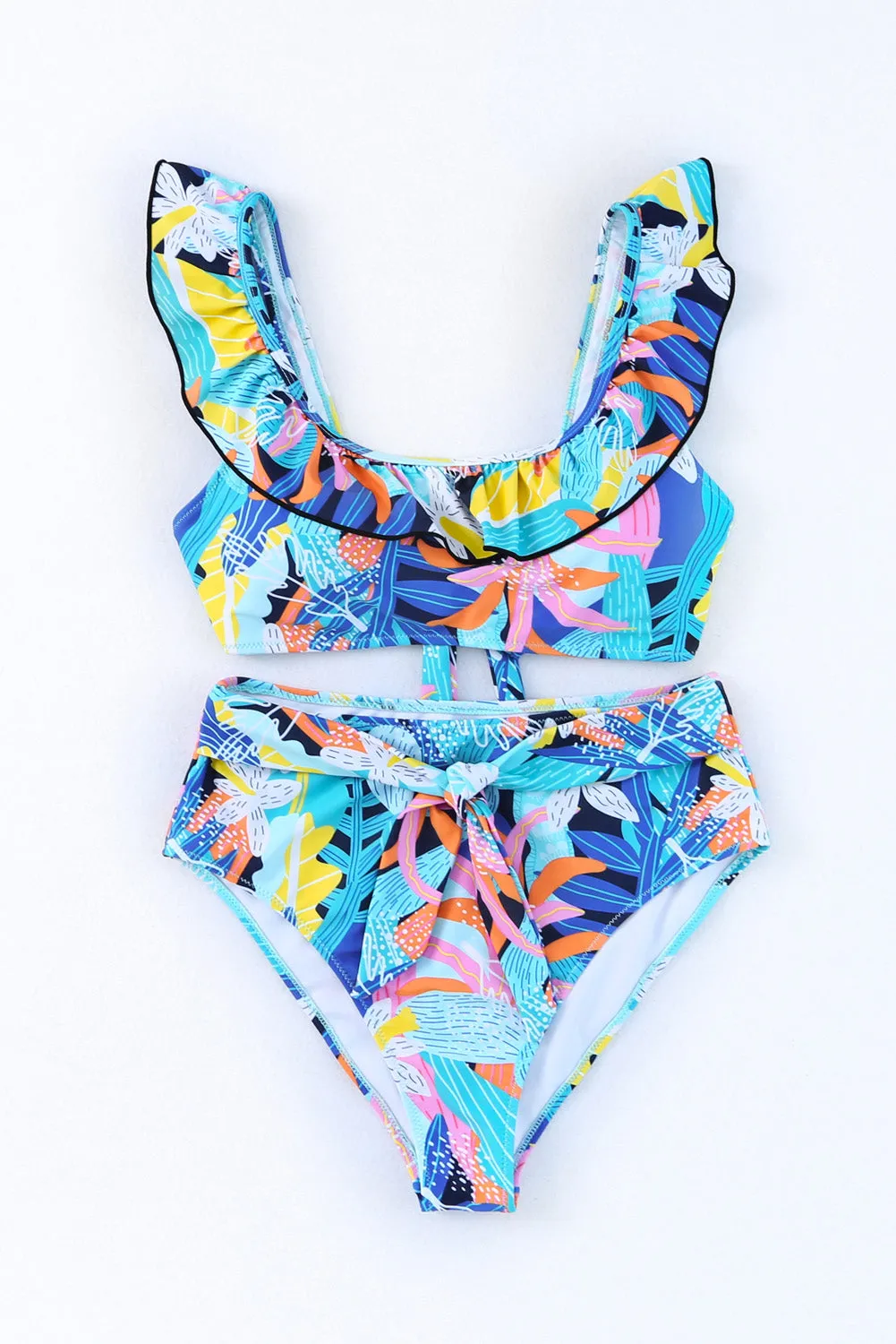 Ruffled Tie High Waist Swimsuit