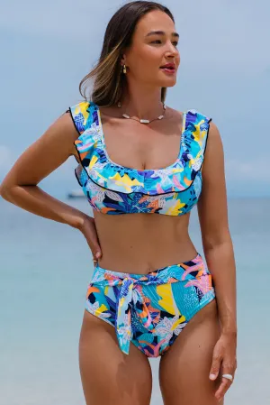 Ruffled Tie High Waist Swimsuit