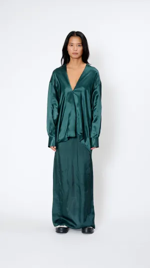 Satin Shirt in Emerald