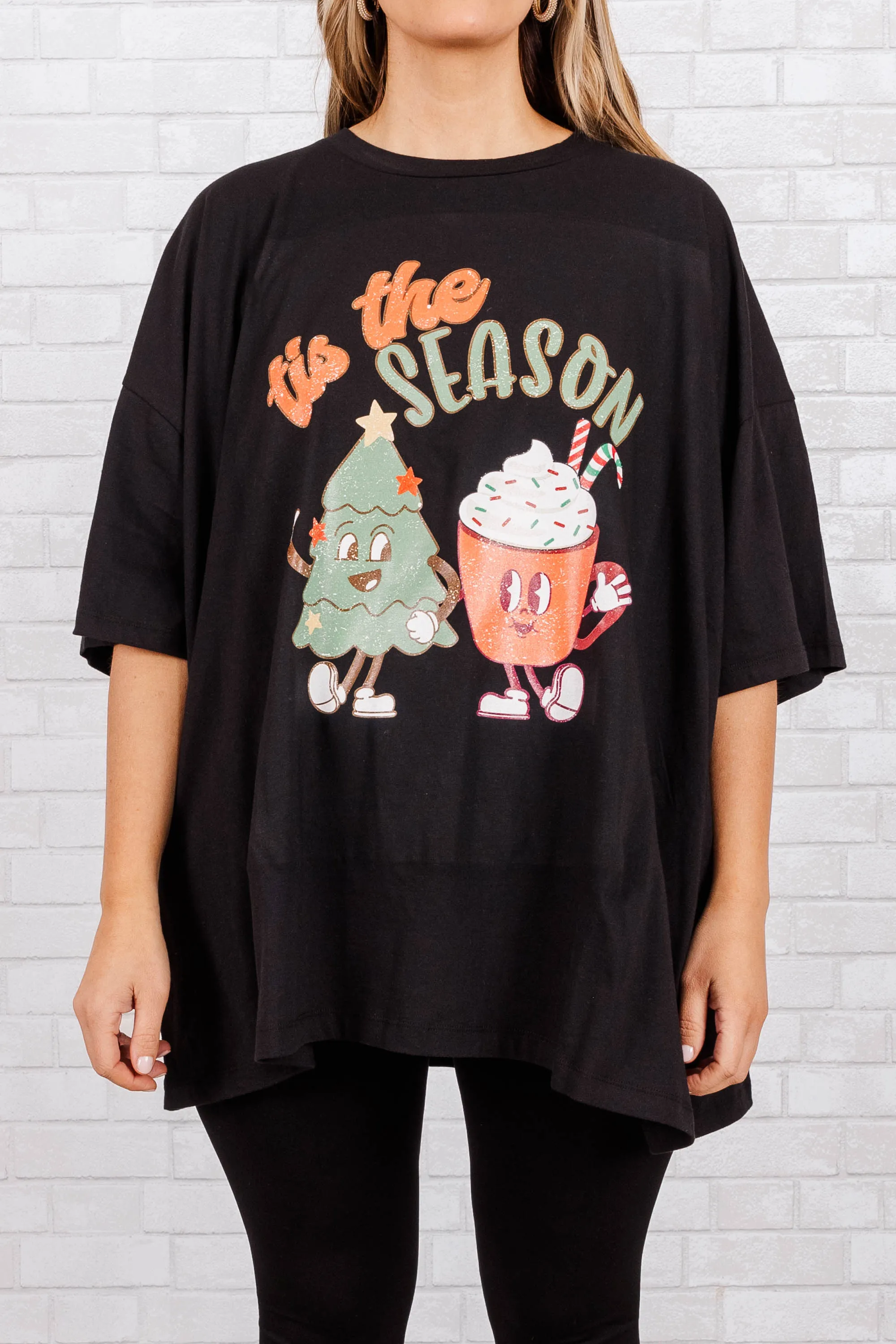 Season of Friends Boyfriend Tee, Black